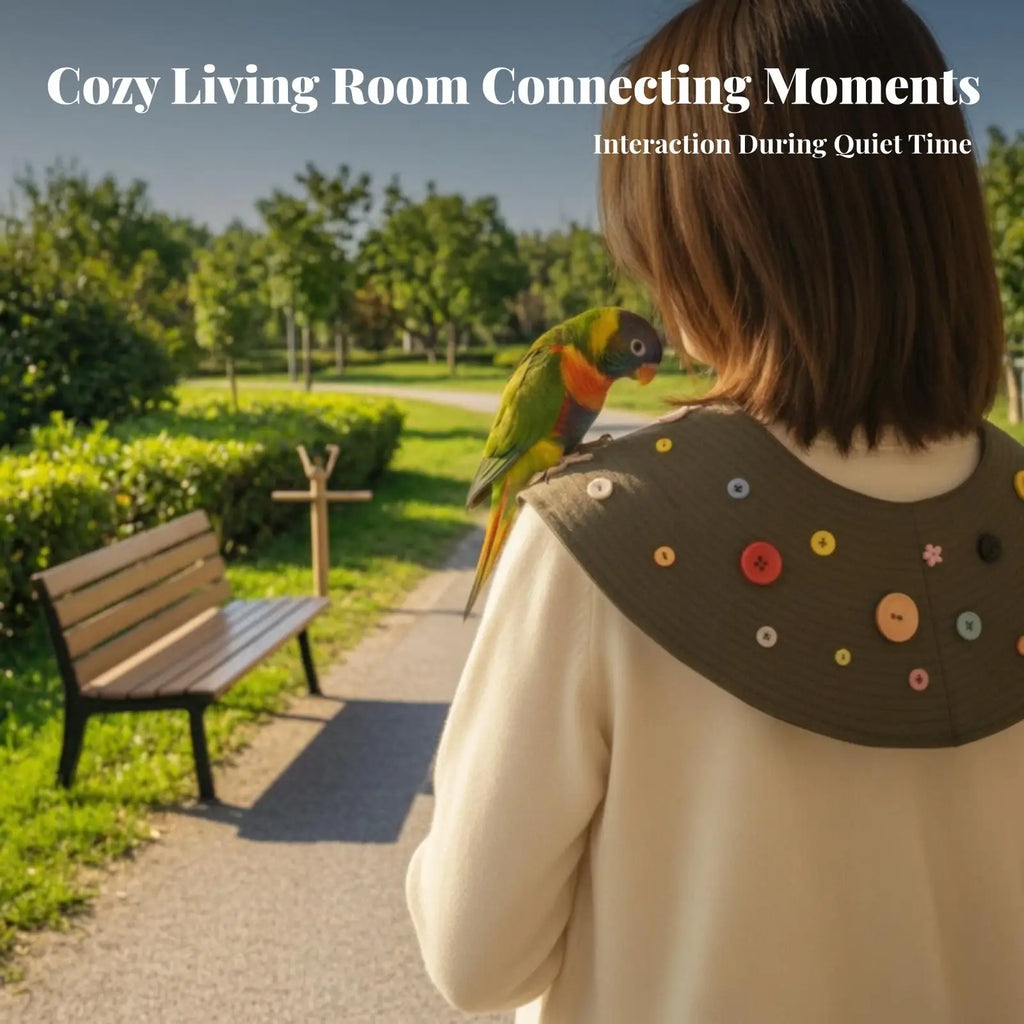 Parrot Shoulder Training Cape with Long Tie Straps and Button Accents for Bird Cage Accessory Use Quake