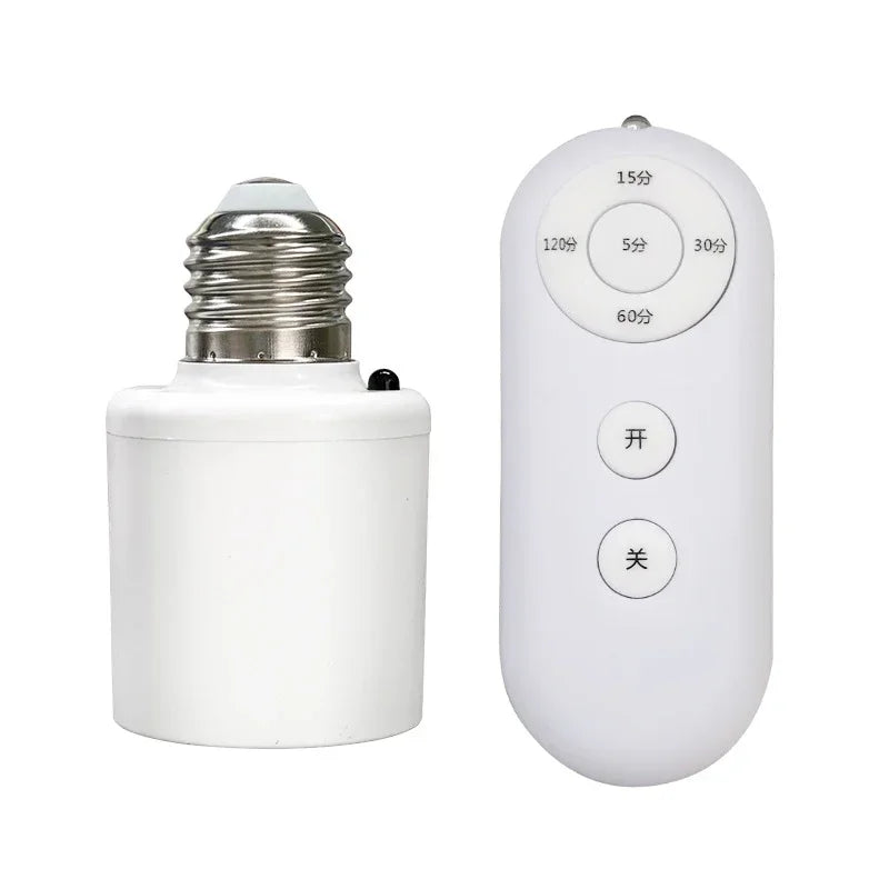 E27 60W Wireless Remote Control Smart Timer Switch Lamp Holder 110V 220V House Multi Light Switch Baby Room Bedroom Timer Switch Quake White E27 No plug
