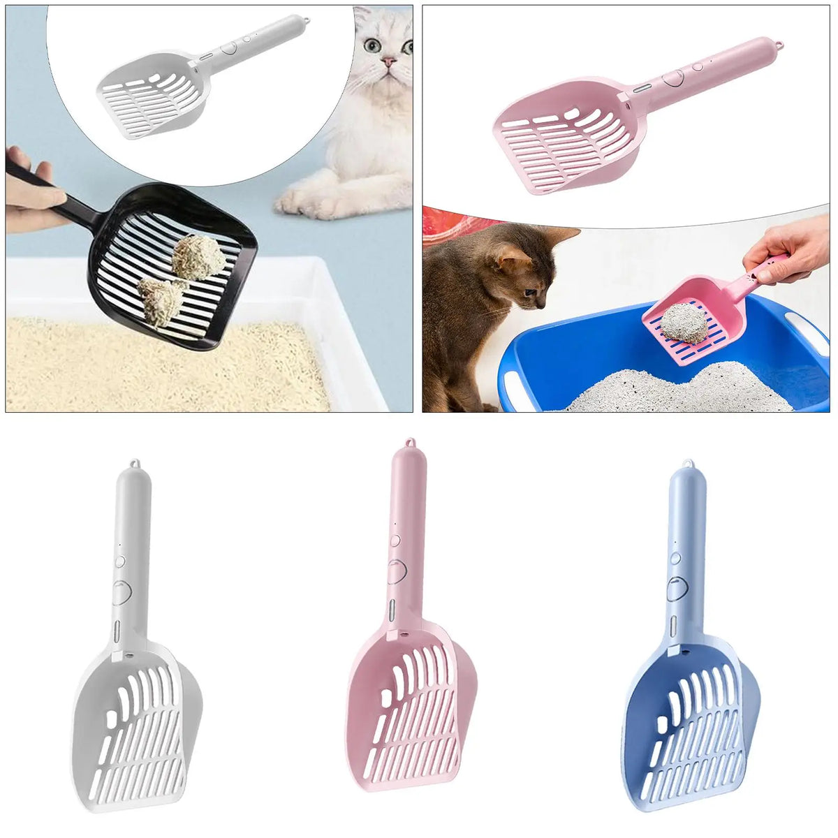 Cat Litter Scoop with Pet Cleaning Tools Adjustable Mode Kitten Waste Scoop Cleaning Tool Quake