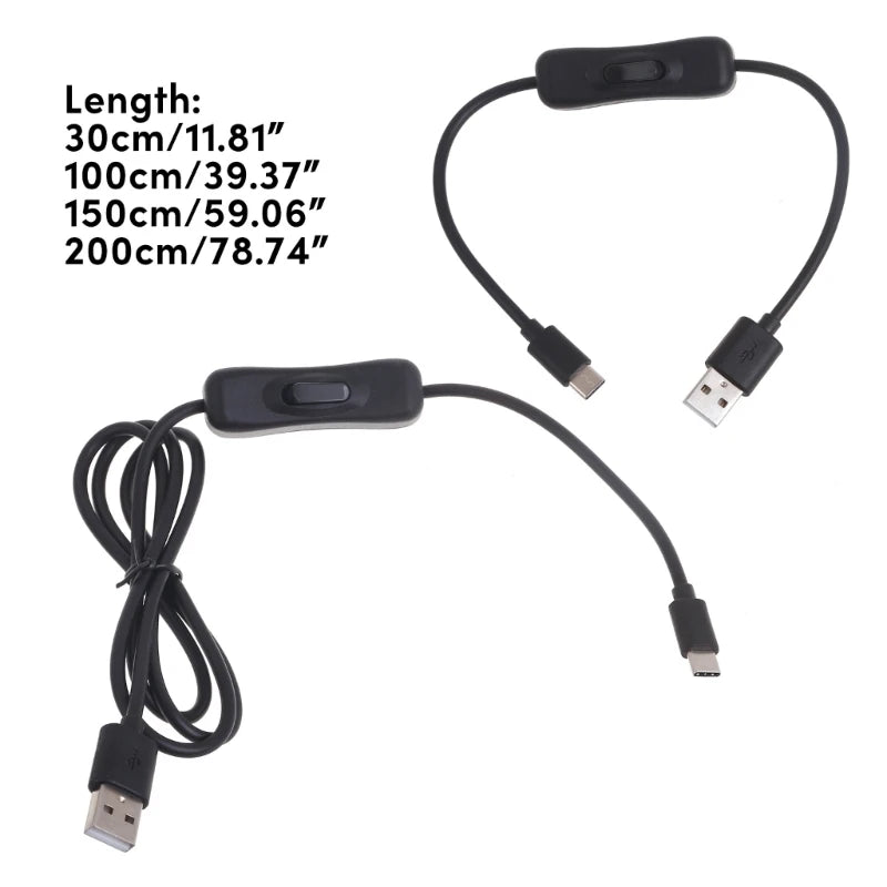 USB Cable withSwitch Type-C USB2.0 Adapter Cord 5V3A Type C to USB A Charger and Data Transfer forRaspberryPi 4B hubs K1KF Quake