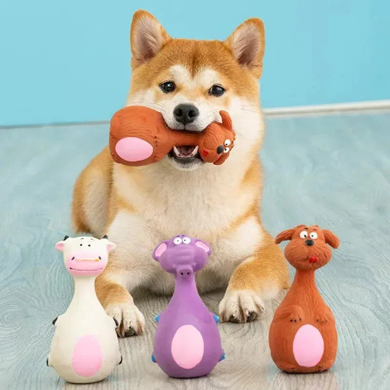 1 Piece Fat Bellied Cartoon Fun Bite Resistant Latex Sound Dog Toy Purple Elephant White Cow Brown Optional Pet Products Quake
