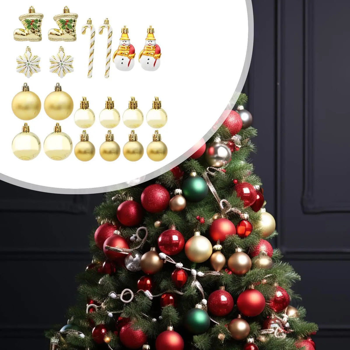 Christmas Tree Ball Ornaments Shatterproof Hanging Christmas Balls Set for Decoration Home Birthday Porch Yard Celebration Quake