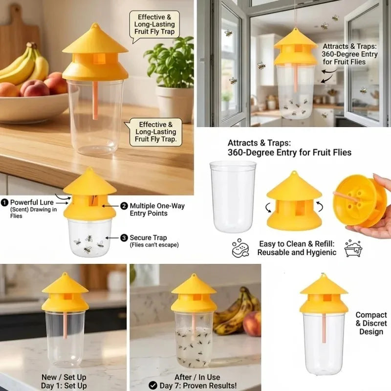 50/1PCS Fly Killer Hanging Traps with Pheromone Attractant Drosophila Catcher Trap Home Garden Farming Fruit Protection Supplies Quake