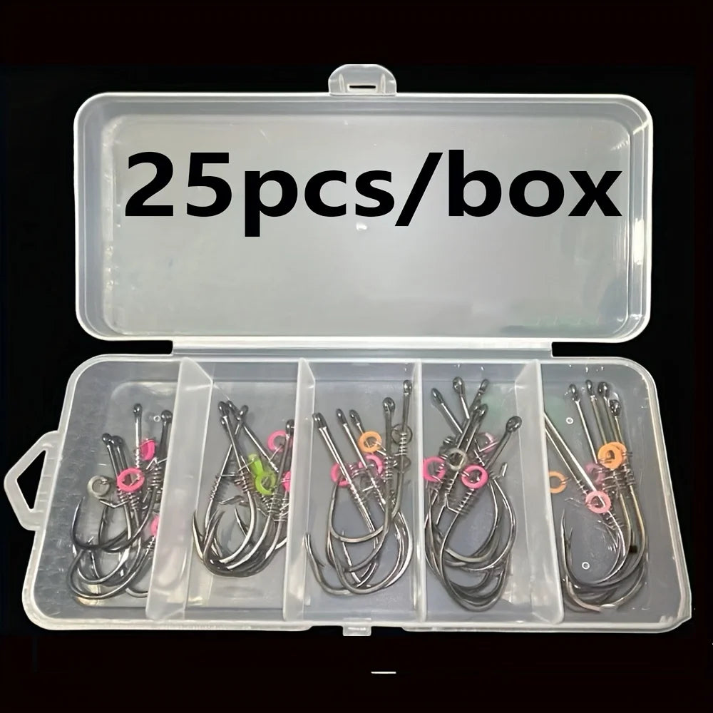 25pcs/Box Shrimp Back Hook Spring Live Shrimp Rigged Ready-Made Lure for Sea Bass and Rockfish Fishing, 1/0-5/0hook Quake