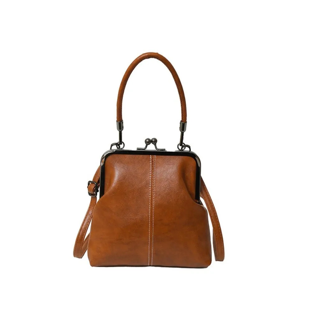 New Vintage Style Women Handbag Versatile PU Leather Designer Shoulder Bag Lady‘s Denim Purses Blue Black Brown Crossbody Bags Quake PU Leather-Brown