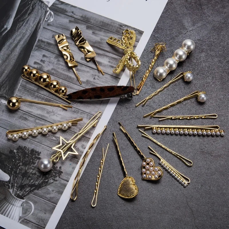 1/2/3/4Pcs/Set Women Pearl Metal Hair Clips Barrette Hairpin Hair Styling Accessories Tools Headdress New Arrival INS Hot Sale Quake
