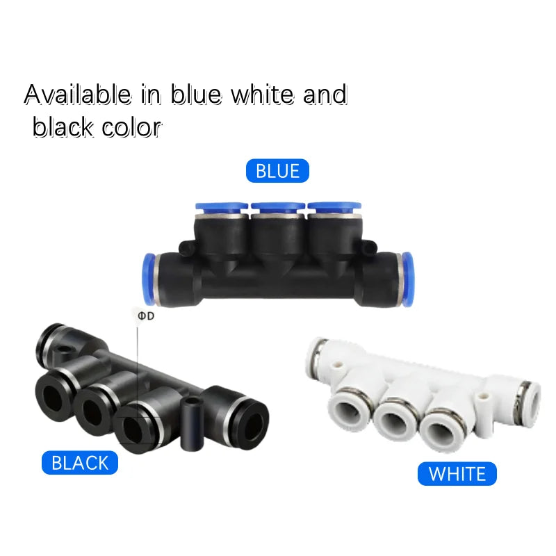 1Pcs PK Pneumatic tubing fittings: plastic push-in PK4, PK6, PK8, five-way outer diameter, PK10, PK12 Quake