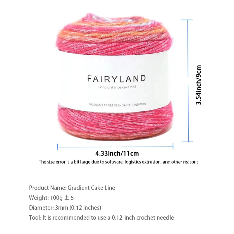 1pc 100g Gradient Rainbow Yarn, Suitable for DIY Crochet and Knitted Warm Sweaters, Scarves, Hats, Shawls, Etc Quake