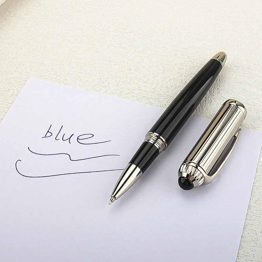 Luxury Business Blue Big Size Metal Rollerball Pen / Ballpoint Pen Silver Clip Blue Ink for Writing Office Writing Gift Pen Quake 148-6