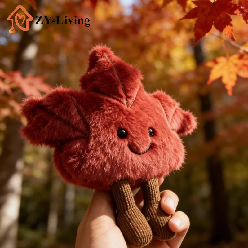 1Pcs Cute Cartoon Maple Leaf Doll Plush Keychain - Backpack Bag Decor ,Toy Gift for Kid Quake