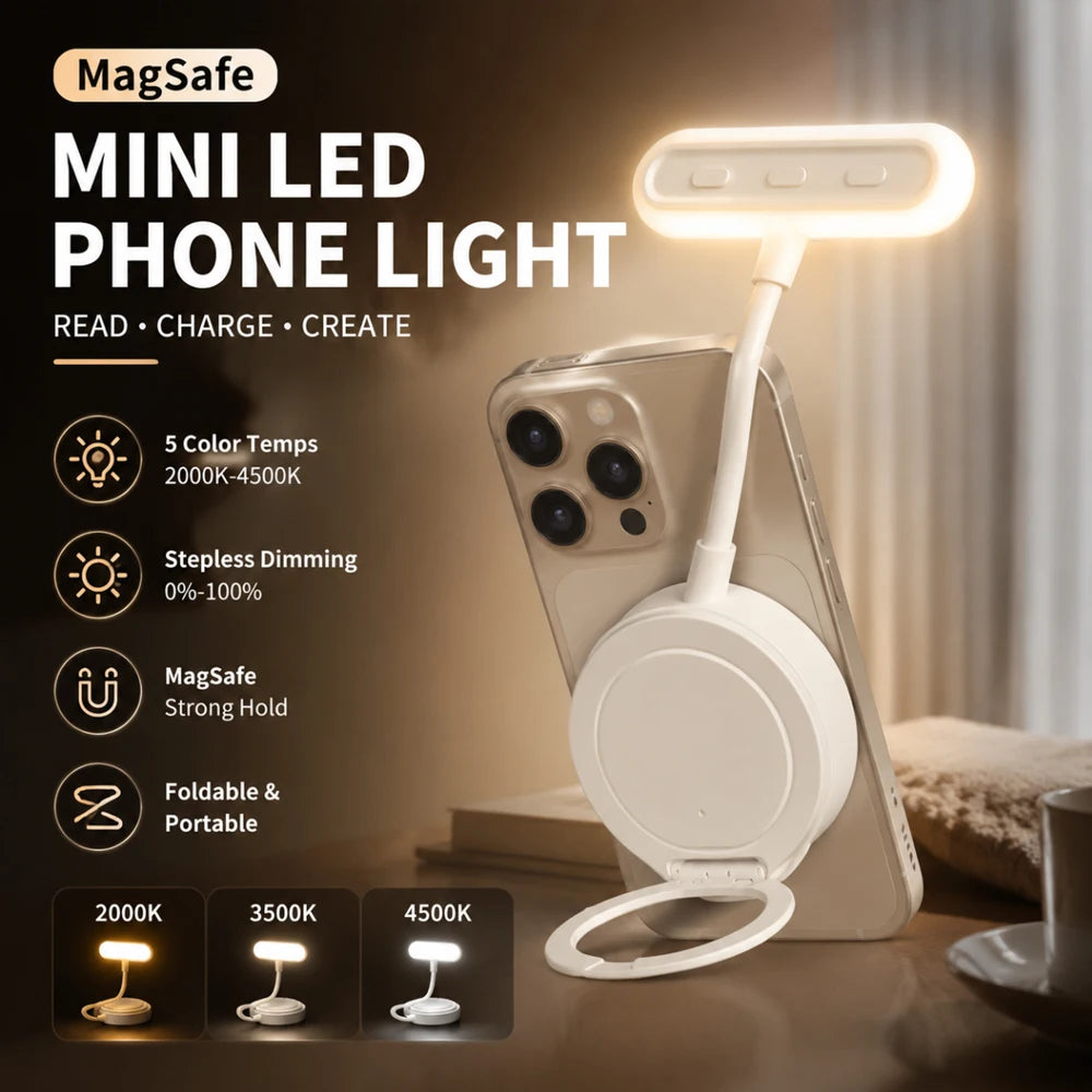 Magnetic Gooseneck Fill Light Portable Phone Selfie Beauty Lamp Eye Caring Reading Light Adjustable Magnetic Holder Stand Tools Quake