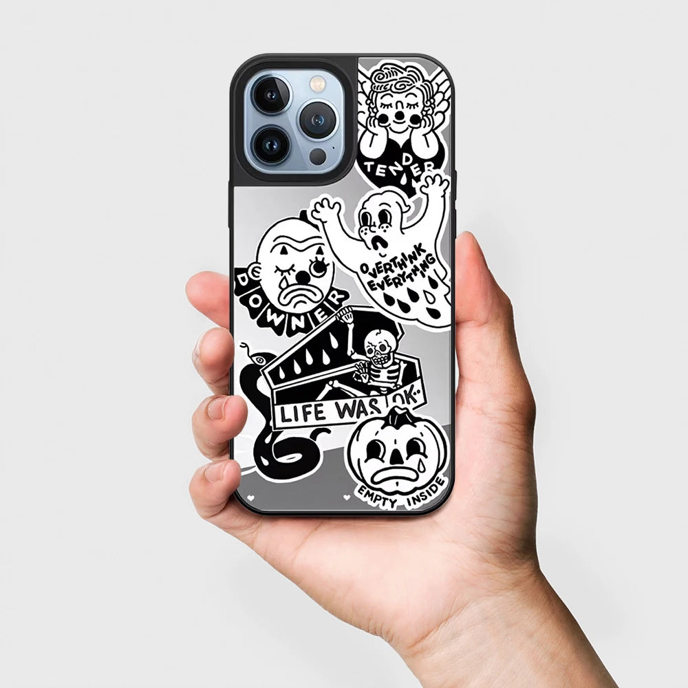 Vacation Summer Pattern Mirror Surface Magnetic Phone Case Cover for IPhone 13 14 15 16 17 18 Pro Max Case Quake