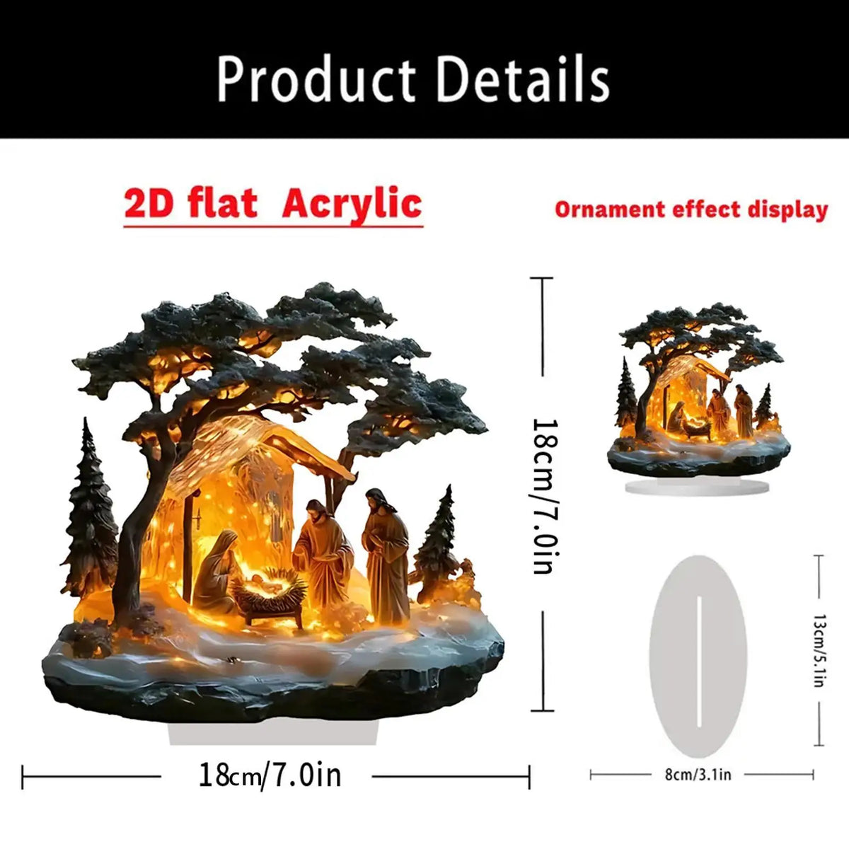 Jesus Birth Figurine Crafts Artwork Christmas Statue Acrylic Sculpture Ornament for Desktop Housewarming Indoor Office Bedroom Quake