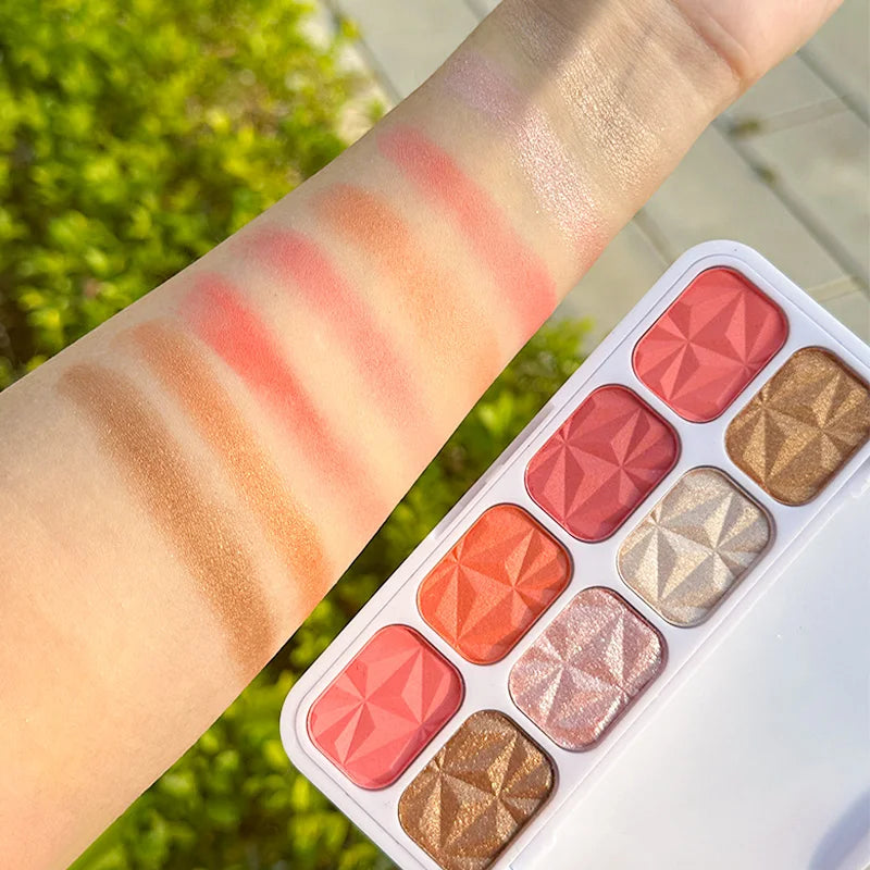 8Colors High-gloss Diamond Highlighter Blush Plate Lasting Contouring Contour Delicate Fine Powder Face Makeup Palette Cosmetics Quake
