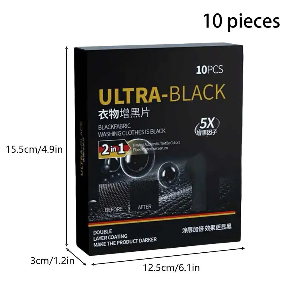 Black Clothes Dye Darkening Color Long-Lasting Repair Sheets 10-Piece Black Clothing Paint Dyes for Wool Linen Blends Silk Quake 1 box