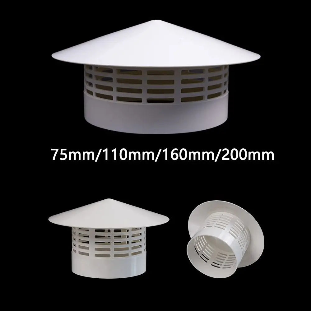 Durable 75-200mm Ventilated Rain Cap Exterior Wall Exhaust Hood Air Outlet PVC Roof Duct Vent Ventilation System Quake