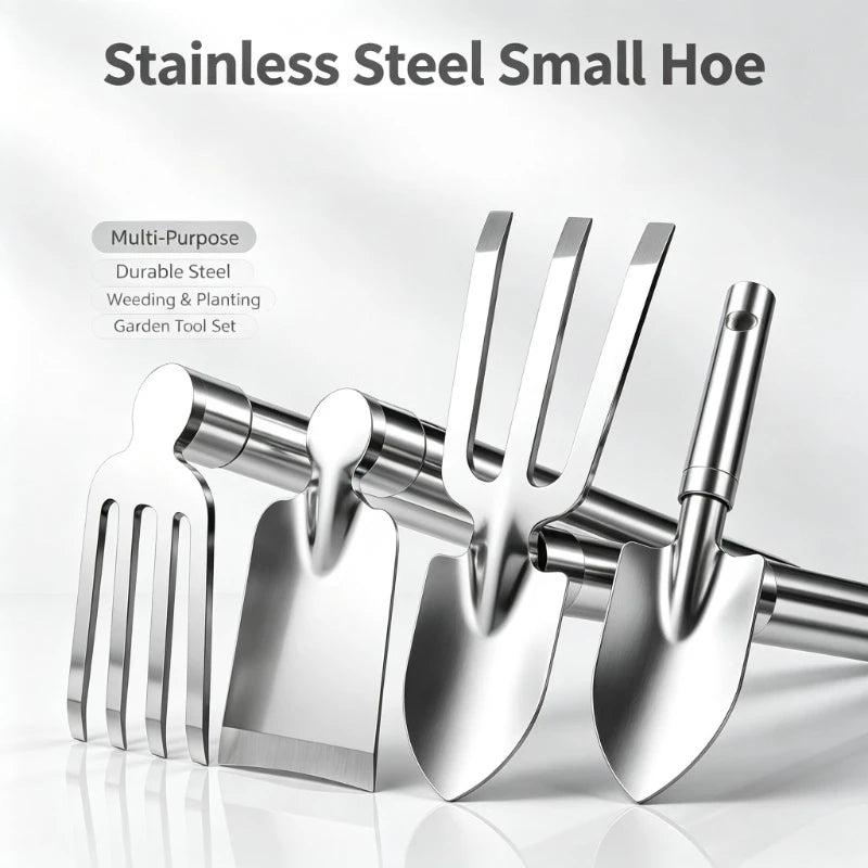 1PC Stainless Steel Two-in-one Garden Hoe Portable Hand Tool for Home Gardening Weeding Digging and Planting Work Quake