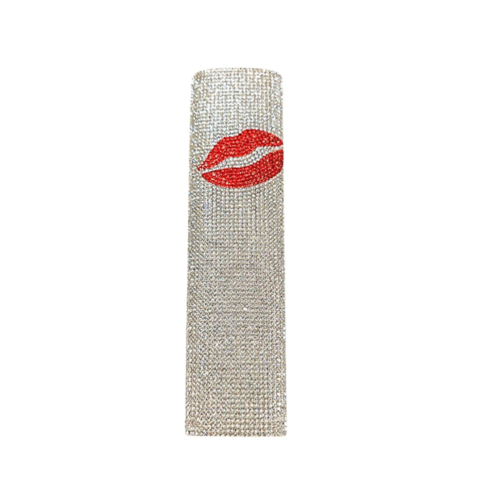 Rhinestones Microphone Cover,Microphone Sleeve Bling Compatible with Universal Wireless Microphone for Disco,Stage,Party,TV Show Quake red lip
