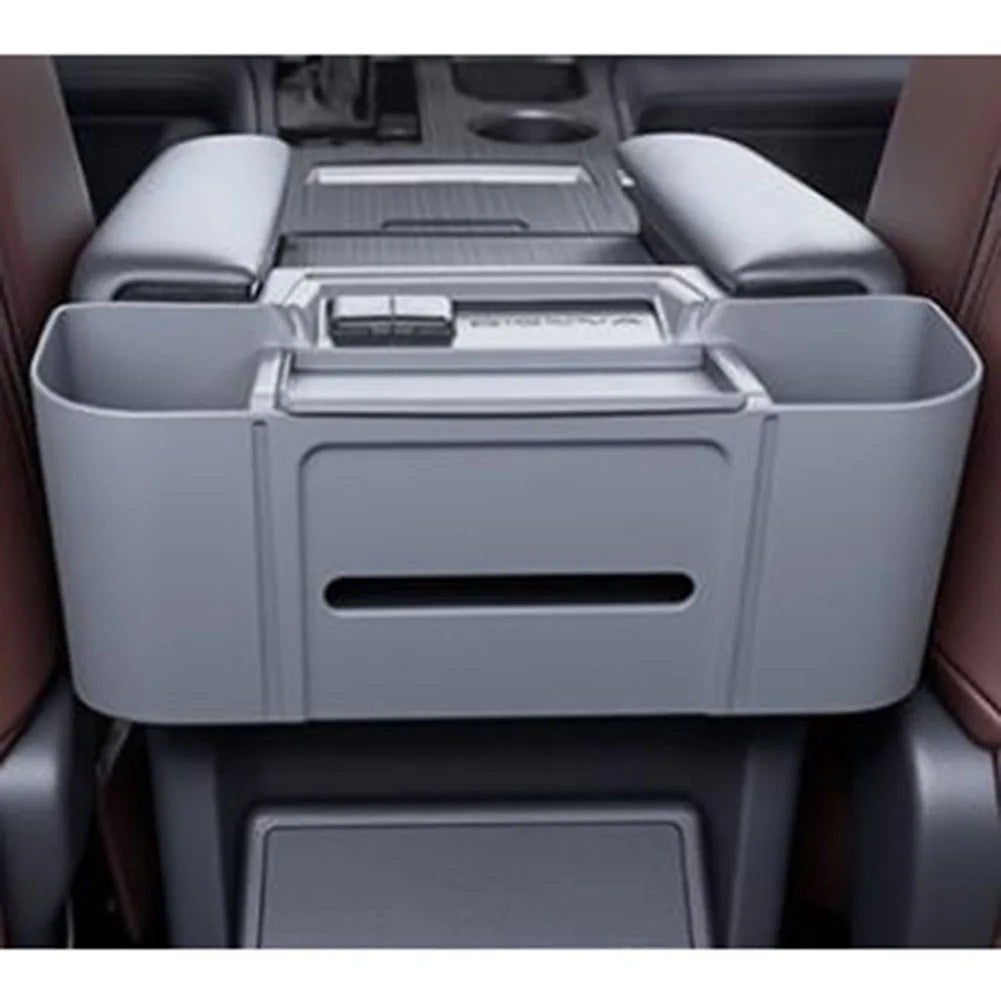 Center Console Rear Armrest Organizer for Toyota For Sienna Years 2021 2022 2023 2024 2025 2026 Gray Plastic Fit Quake