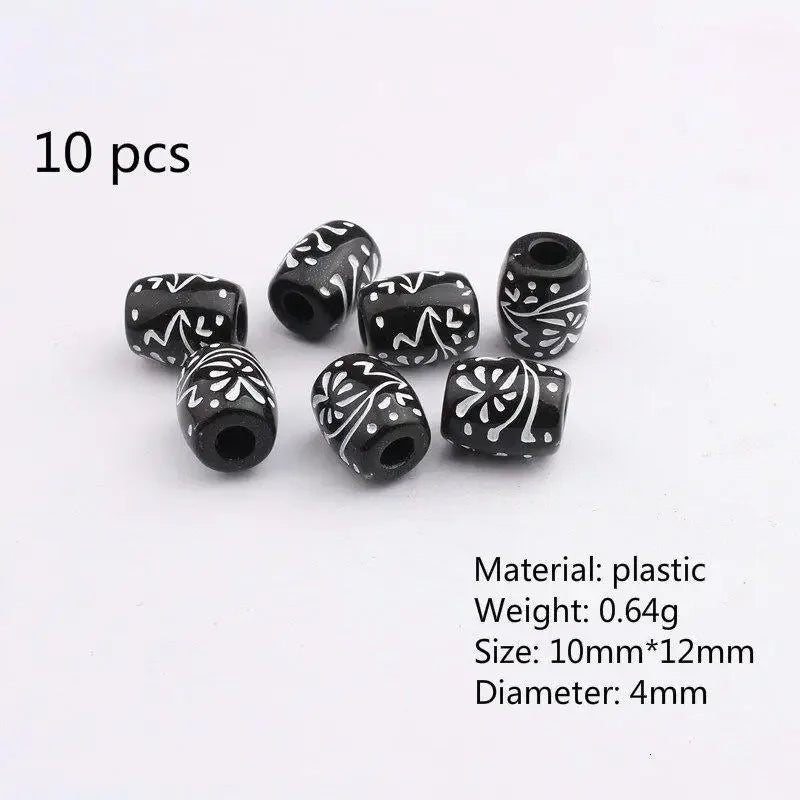 10pcs Hair Beads Rings Beads Braiding Hair Clips for Women Girls Cuffs Tubes Charms Dreadlock Hair Styling Tools Accessories Quake 10pcs black