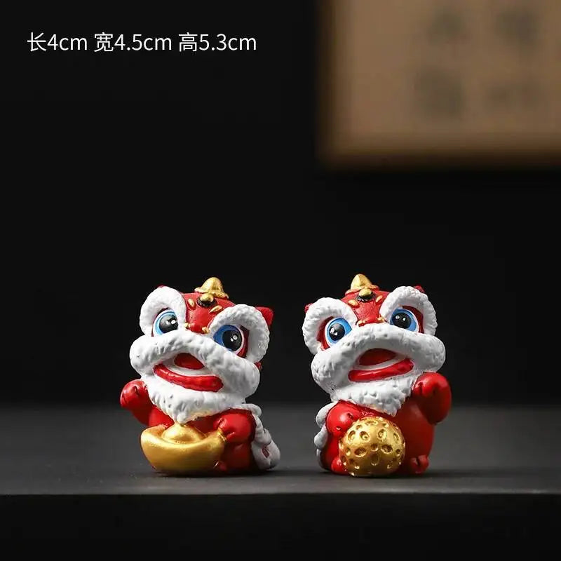 Tea Pet Lion Desktop Office Desk Tea Play Decoration Ornament Quake Yuanbao Red