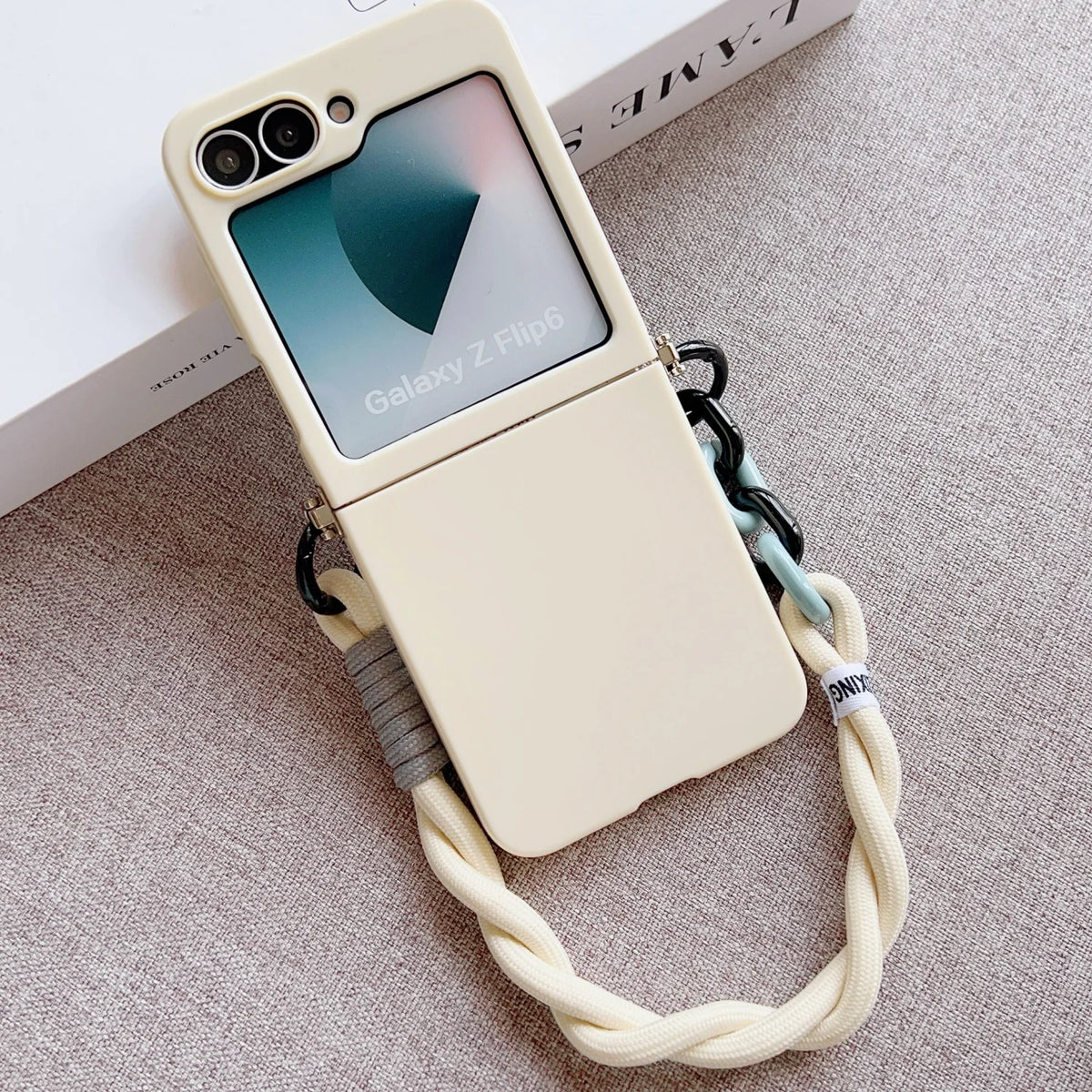 For Samsung Galaxy Z Flip7/Flip6/Flip5/Flip4 Anti-Drop Soft Phone Case with Lanyard Durable Protective Cover for Women Men Quake White Galaxy Z Flip4