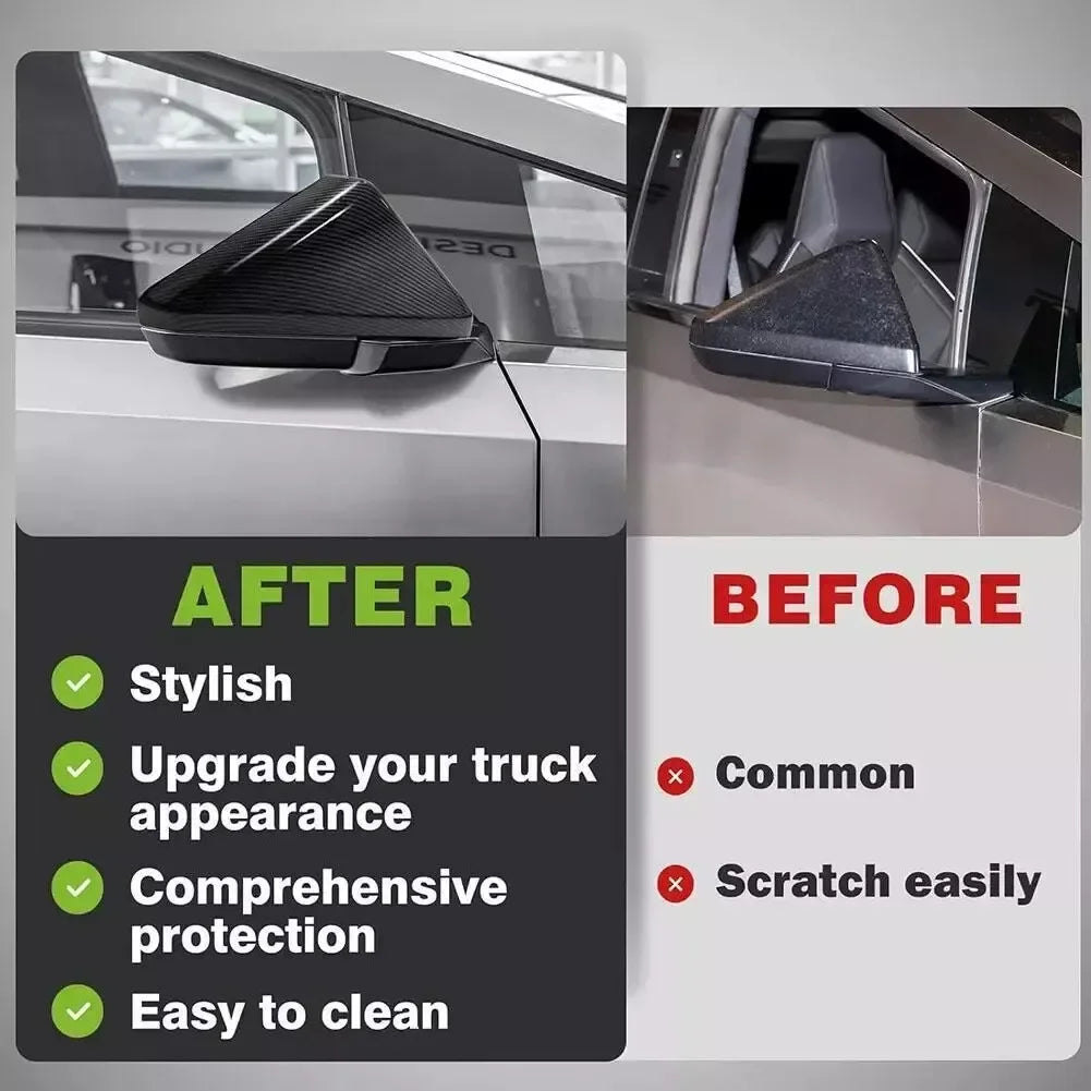 For Tesla Cybertruck 2023-2025 Car Sticker Rearview Side Mirror Cover Wing Cap Exterior Door Rear View Case Trim Carbon Fiber Quake