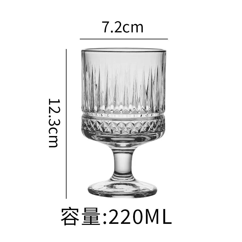 Vintage ins Wind Sunflower relief glass high appearance level wine glass design sense drink juice stemware glass Quake C 201-300ml