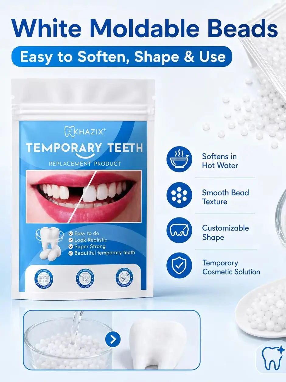 10g Temporary Teeth Beads DIY Cosmetic Smile Fix Moldable White Beads Easy to Shape for Natural-Looking Teeth Quake 10g
