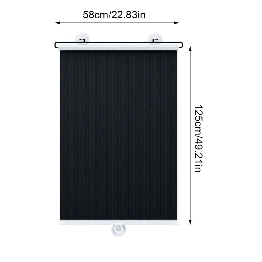 New Retractable Roller Blinds Suction Cup Black Blackout Curtain Portable Car Window Sun Visors Auto Truck Quake 58x125cm