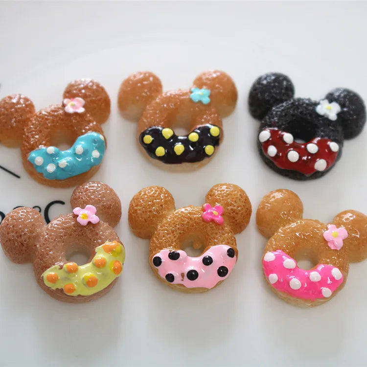20pcs Resin Chocolate Mouse Head Doughnut Cabochon Cakes Flatback Stone Figurines Scrapbook DIY Craft Home Decor Accessories Quake