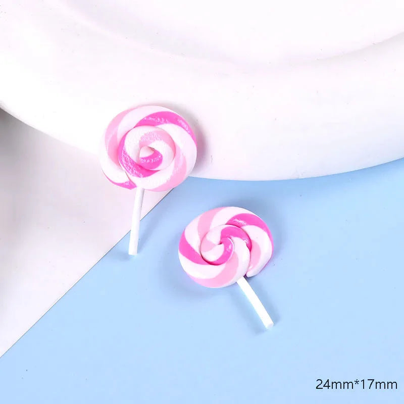 20pcs Mini polymer clay hand made lollipop Flatback Miniature Food Art Supply Decoration Charm Craft DIY Accessories Quake No.1
