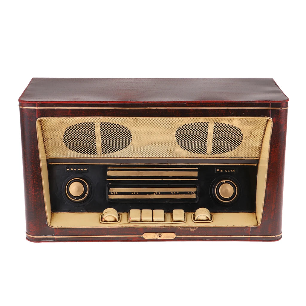 Vintage Radio Model Nostalgic Decoration for Living Room Bedroom Bar Quake