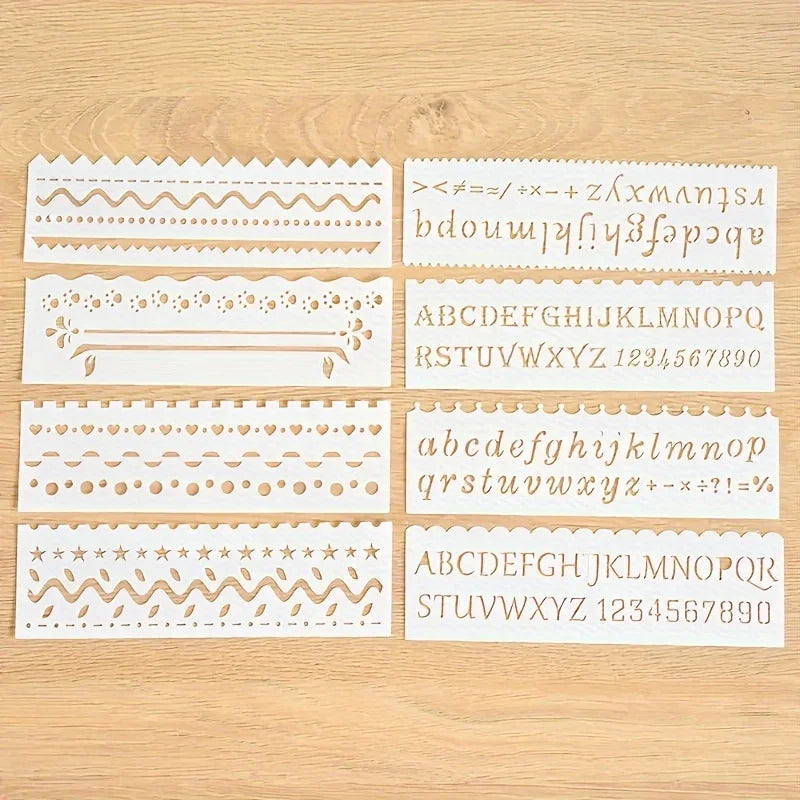 1 Set of Painting Templates DIY Layered Templates Painting Scrapbook Coloring Embossing Album Decoration Cards Quake Wave alphabet