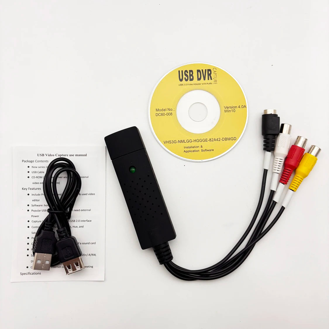 New Arrival USB 2.0 Video Capture Card Converter 4 Channel Video TV DVD VHS Audio Capture Adapter Card TV Video DVR Quake China Mainland