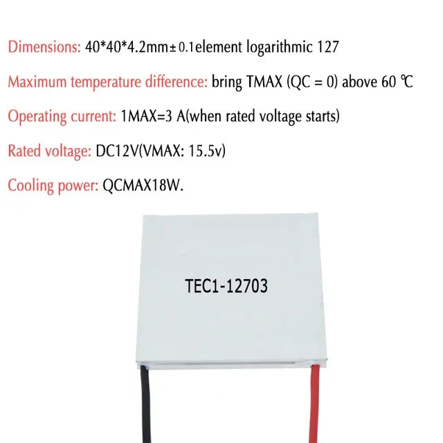 DIY TEC1 12703 12704 12705 12706 12708 12709 12710 12712 12715 12730 12V 6A TEC1-12706 TEC Thermoelectric Cooler Peltier Quake TEC1-12703