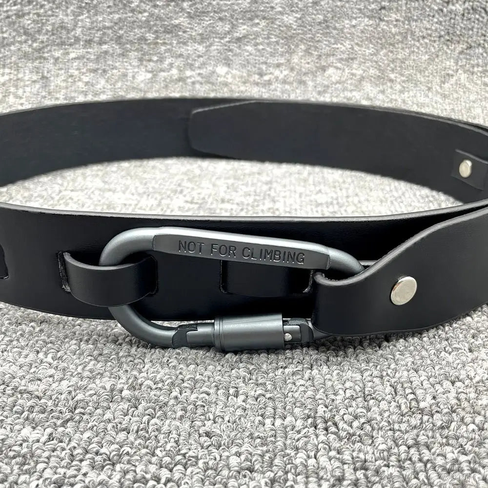 Fashion Pin Buckle Carabiner Buckle Belt Retro Luxury Design D Shape Letter Hook Belt Adjustable Casual Waist Belt For Women Men Quake