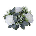 Faux Eucalyptus Candle Wreath Floral Ring Candle Holder for Dinner Table Centerpiece Event Decor Quake White