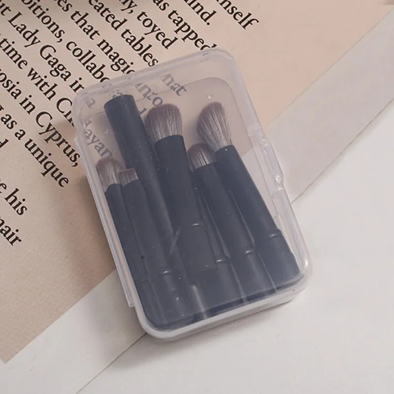6pcs Portable Mini Makeup Brush Set with Detachable Travel Contour Concealer Brush,Eyeshadow Brush and Double-ended Makeup Brush Quake