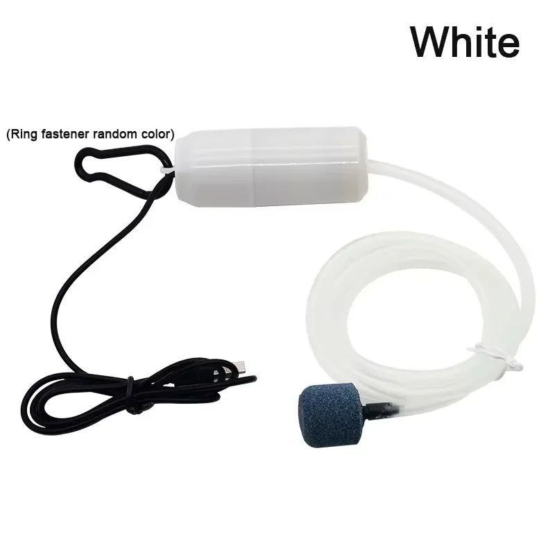 Portable USB Aquarium Air Pump, Silent Air Compressor, Portable Mini Oxygenator, Aquarium Accessories, 5V Quake White