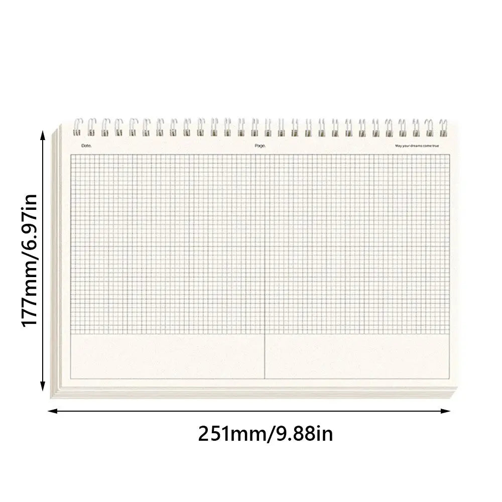 Simple Thicken Paper Coil Notebook Grid/Horizontal Lines Partition Design B5 Notepad Flip-up Notepad Students Quake