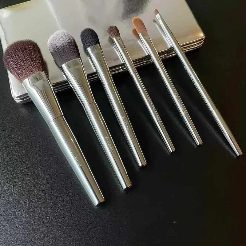 BB Series Silver 6pcs Makeup Brushes Set Foundation Loose Powder Concealer Eyeshadow Brush Cosmaetic Tools For Beauty Quake