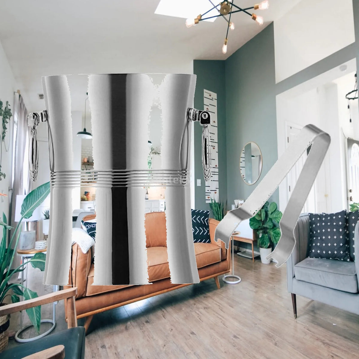 Double Wall Ice Bucket Drinks Cooling Bucket Champagne Bucket Beer Chiller Metal Beverage Tub for Bar BBQ Quake