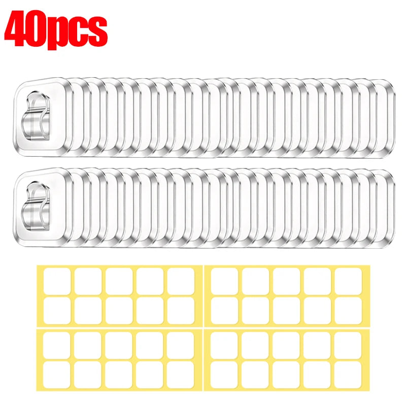 Transparent Cable Hooks Organizer Light Wire Fixing Hook Waterproof Self Adhesive Wire Holder Wall Hook for Hanging String Light Quake 40PCS