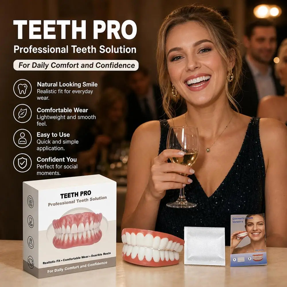 2026 New Soft Silicone Upper&Lower Dentures Comfort Realistic False Teeth Bright Smile Teeth Appliance for Adults Quake