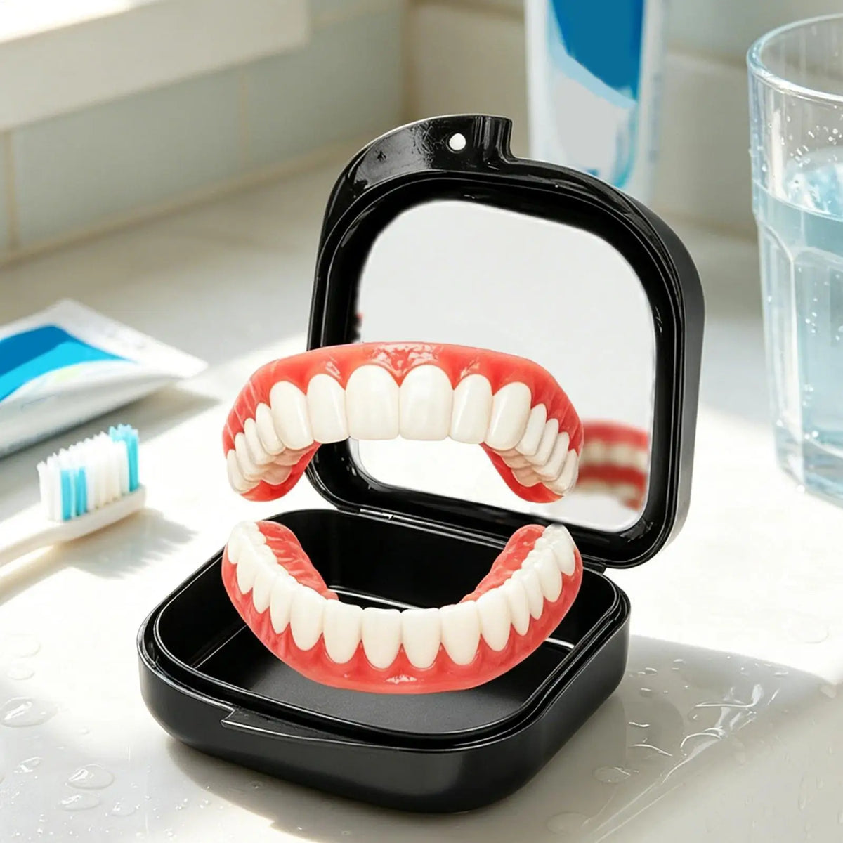Denture Kit Natural-Looking Temporary Teeth Upper Lower Smile Tooth Cover for Adults Women Men Home Daily Travel Office Dating Quake