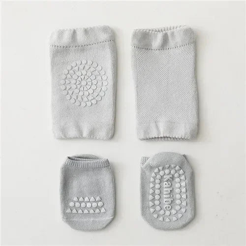2Pcs Slip Toddler Anti Sock For Girls Boys Soft Newborn Baby Girl Boy Sport Socks and Knee Infant Set Summer Spring New Quake B284 GRAY 0-12Months(S)