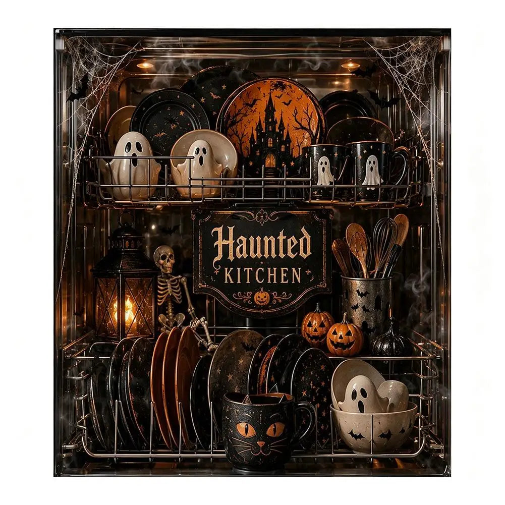 Halloween Dishwasher Magnetic Cover Full Magnet Waterproof Kitchen Appliance Protector for Refrigerator Washing Machine Quake C