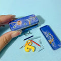 Dollhouse Miniature Double Layer Iron Pencil Box Pen Ruler Measuring Tape Scissors Model Micro Landscape Decor Pretend Play Toy Quake A3