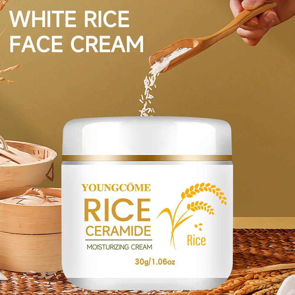 30/60g Rice Cream For Face White Rice Essence Brightening Moisturizing Cream Lightweight Moisturizer Face Cream Smooth Lines Quake